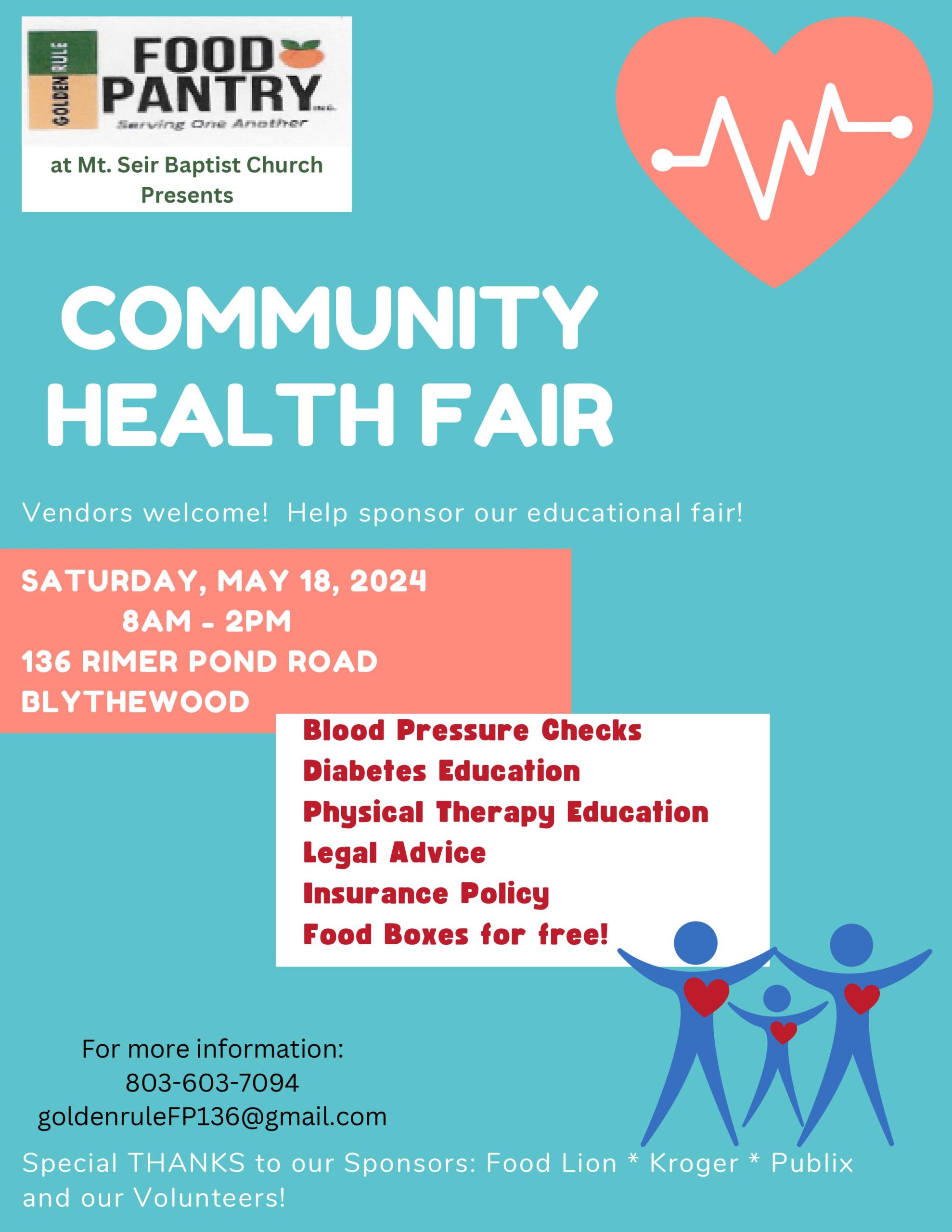 Community Health Fair on Saturday, May 18th, 2024